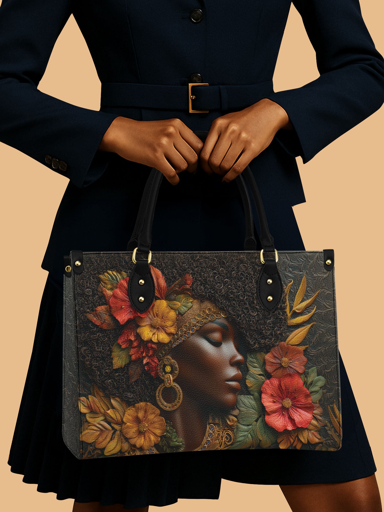 Floral Grace Premium Leather Handbag QR0XD184