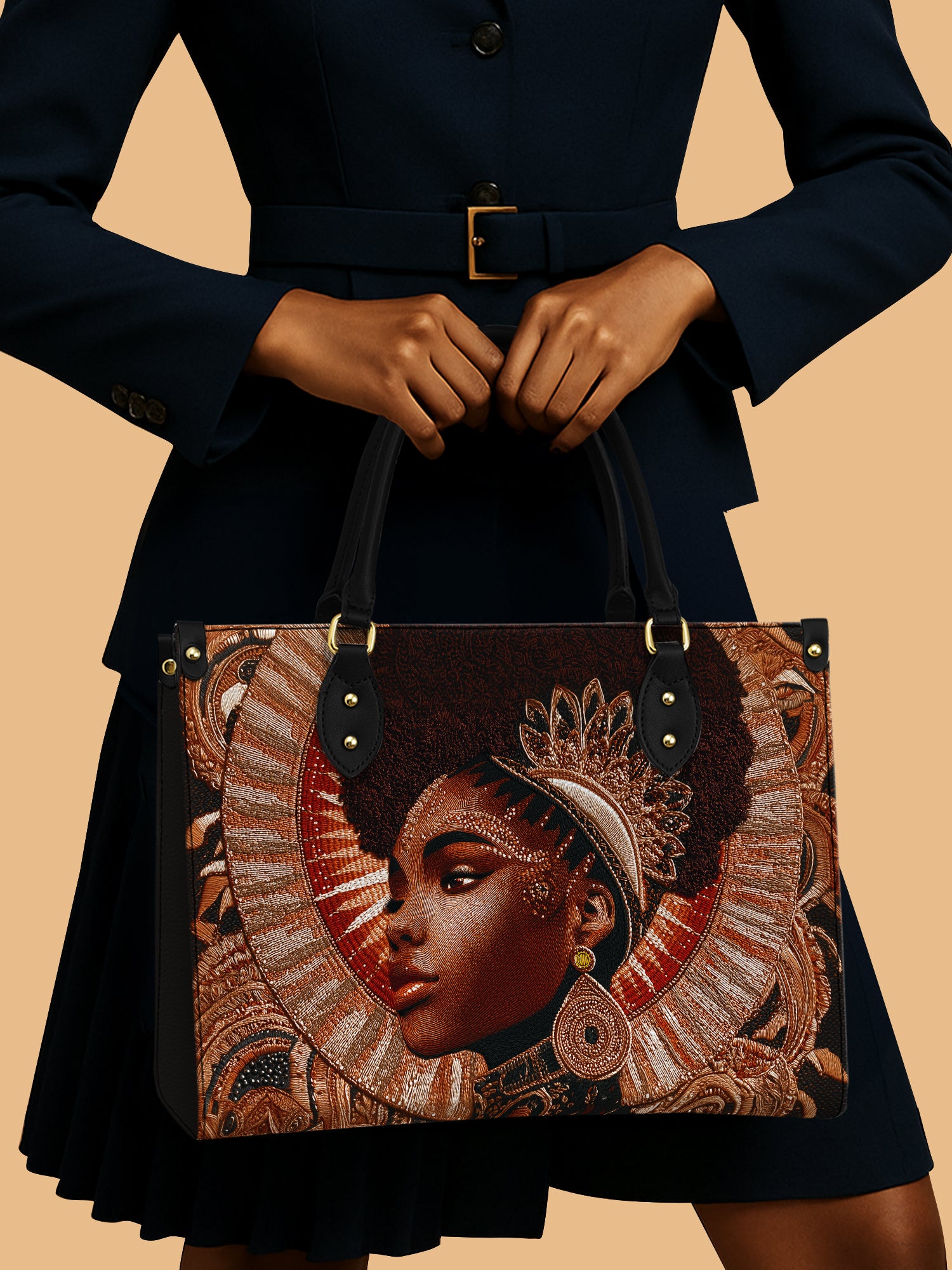 Cocoa Halo Premium Leather Handbag QR0XD223