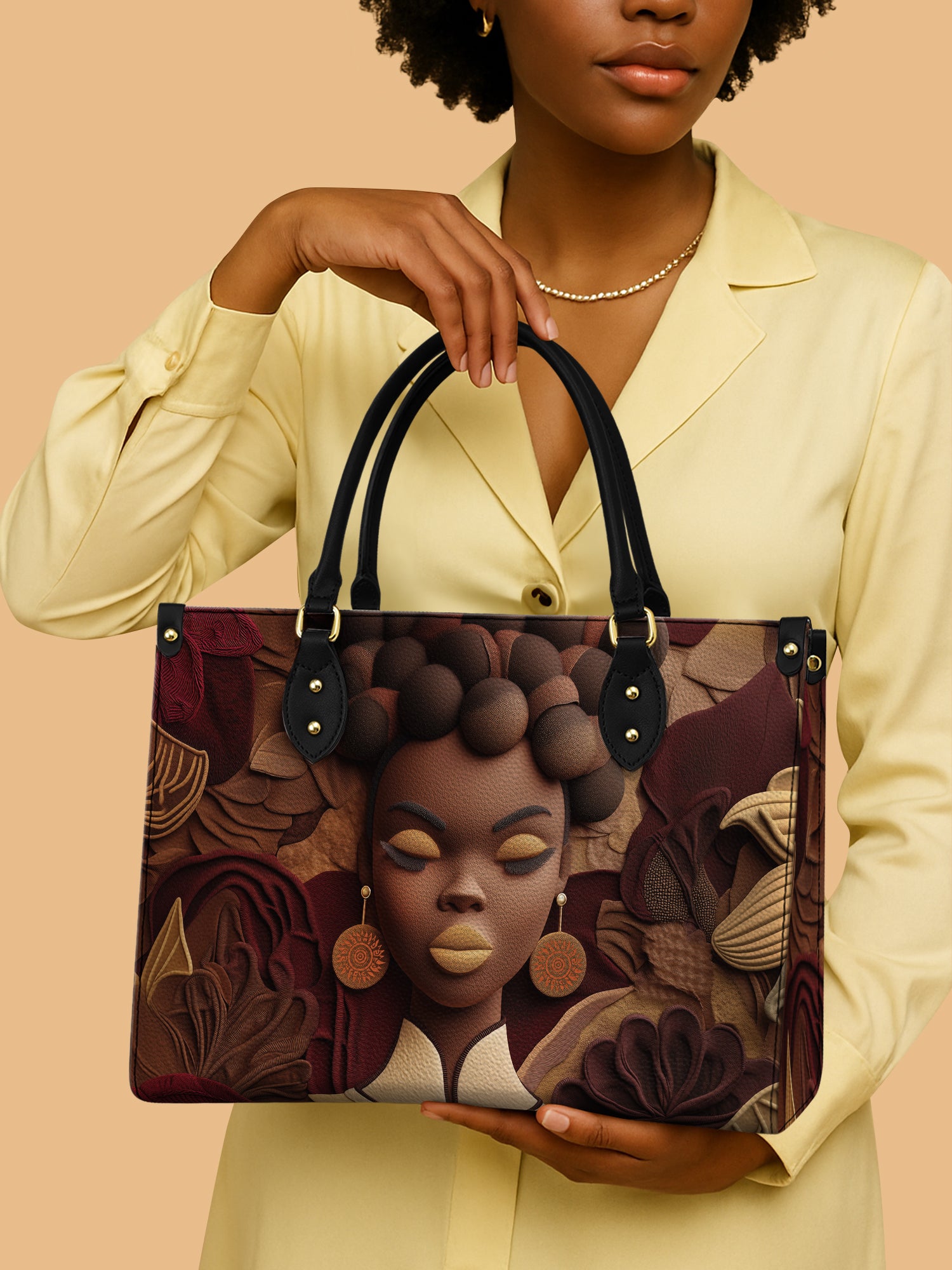 Crowned In Circle Premium Leather Handbag QR0TD139
