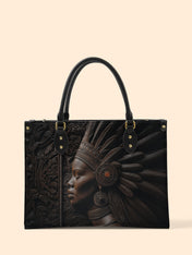 Ebony Crown Queen Premium Leather Handbag QR0XD277