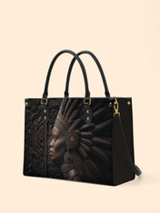 Ebony Crown Queen Premium Leather Handbag QR0XD277
