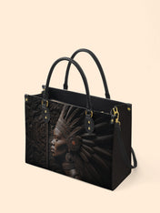 Ebony Crown Queen Premium Leather Handbag QR0XD277