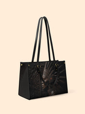 Ebony Crown Queen Premium Leather Handbag QR0XD277