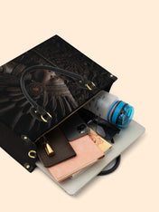 Ebony Crown Queen Premium Leather Handbag QR0XD277