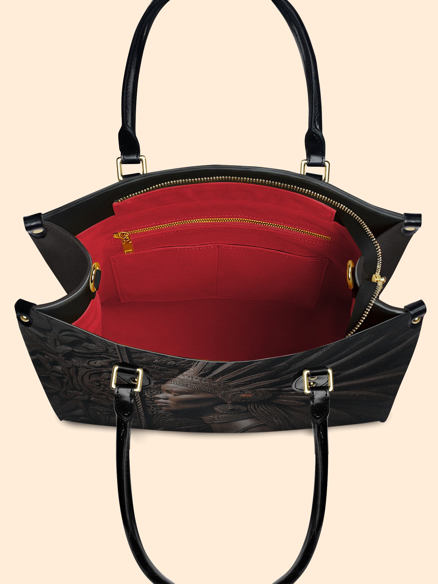 Ebony Crown Queen Premium Leather Handbag QR0XD277