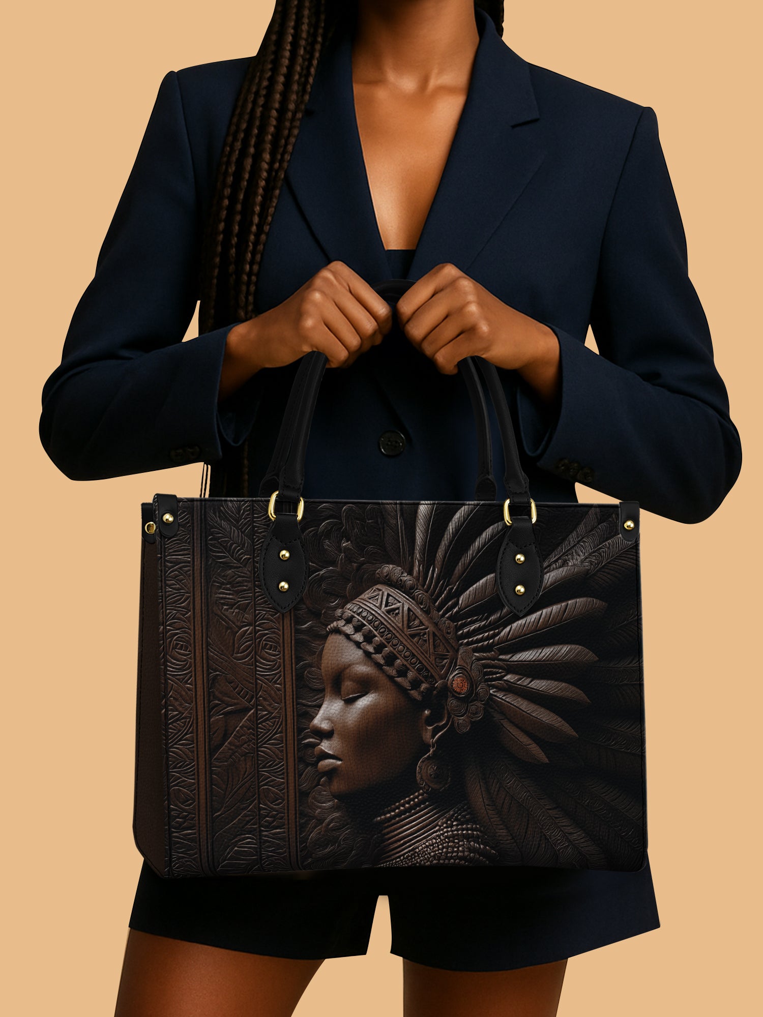 Royal Ebony Muse Premium Leather Handbag QR0XD275