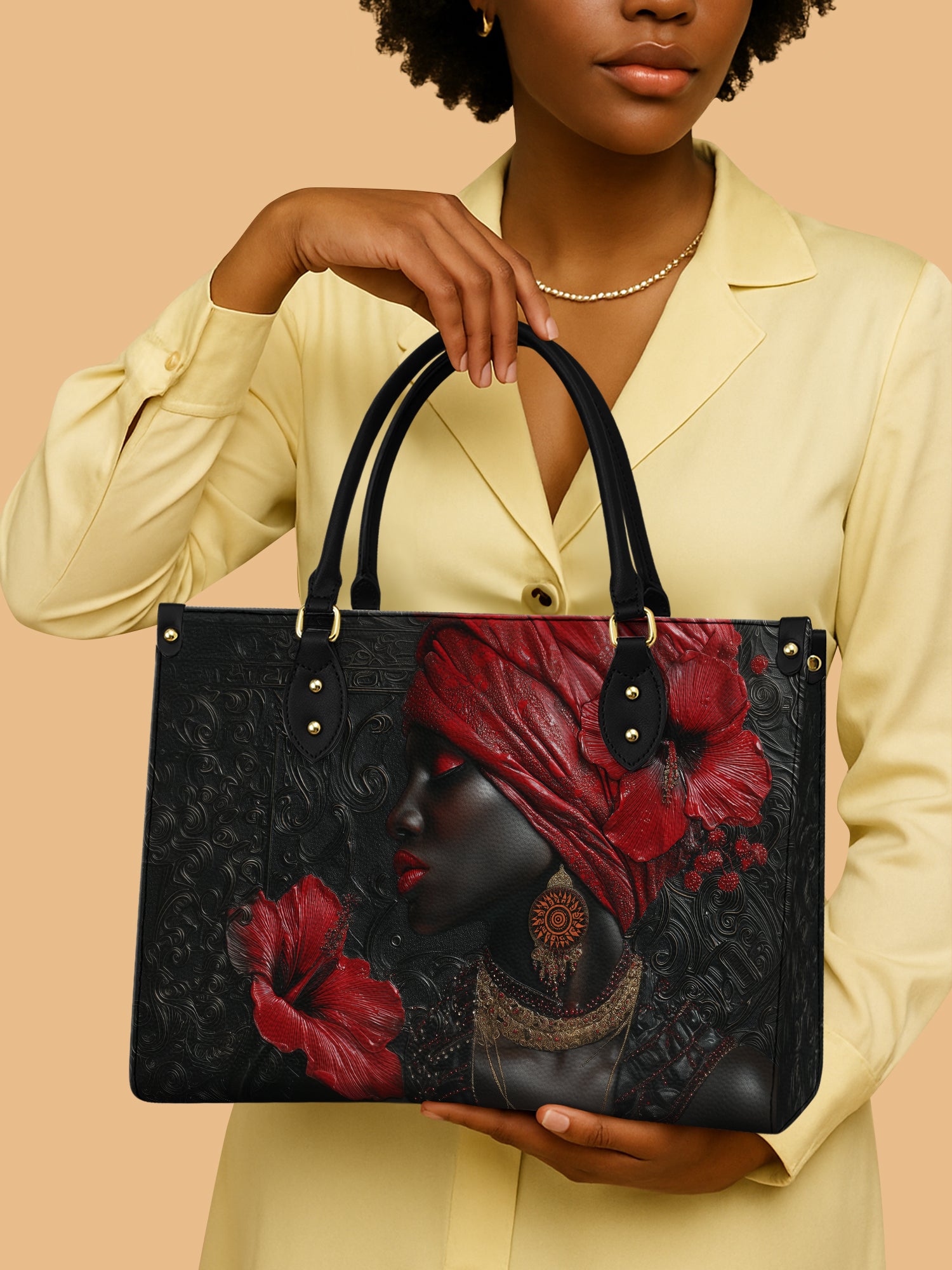 Hibiscus Empress Premium Leather Handbag QR0XD290
