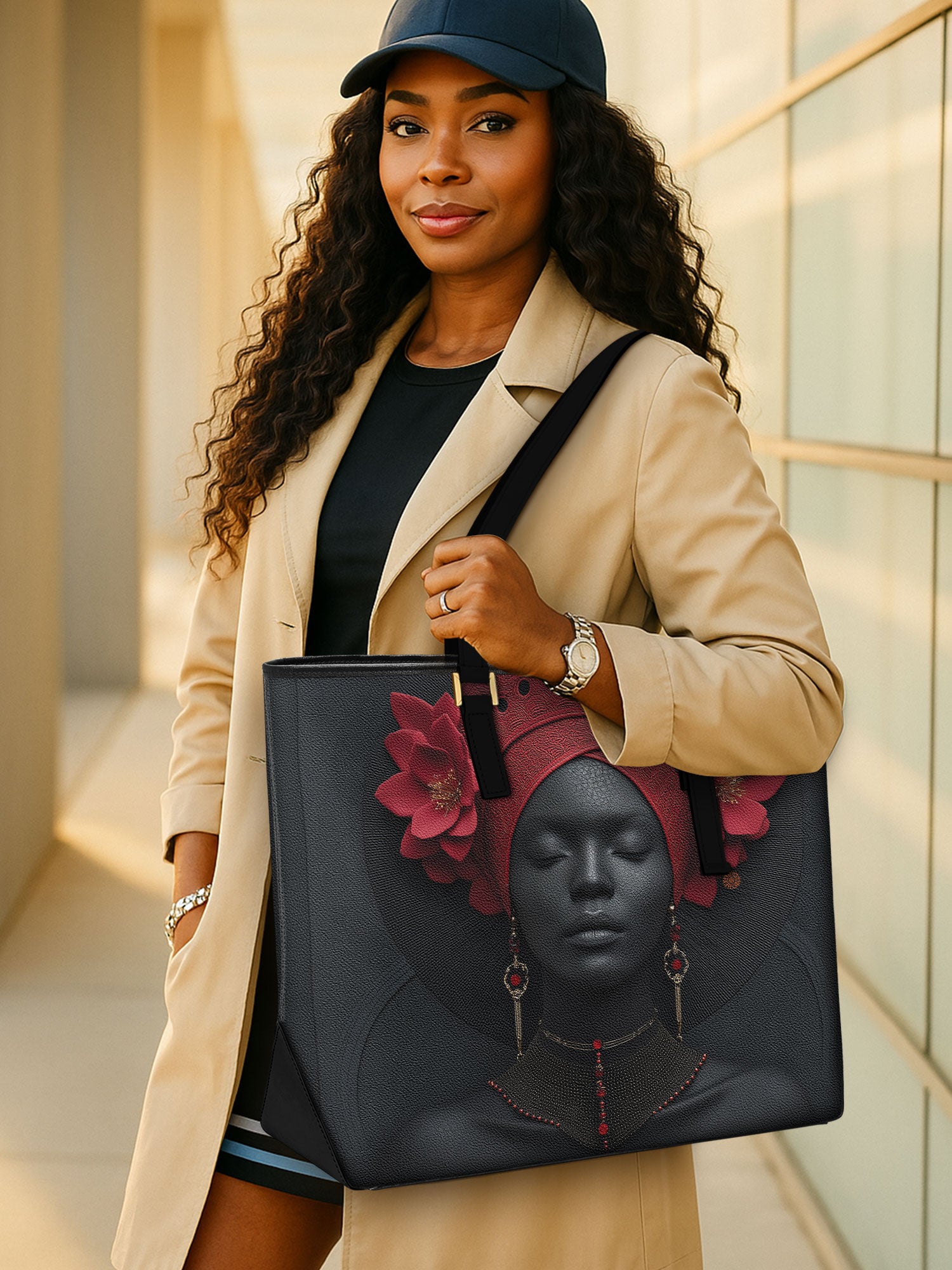 Carmine Ember Sleek Leather Tote QR0TD192