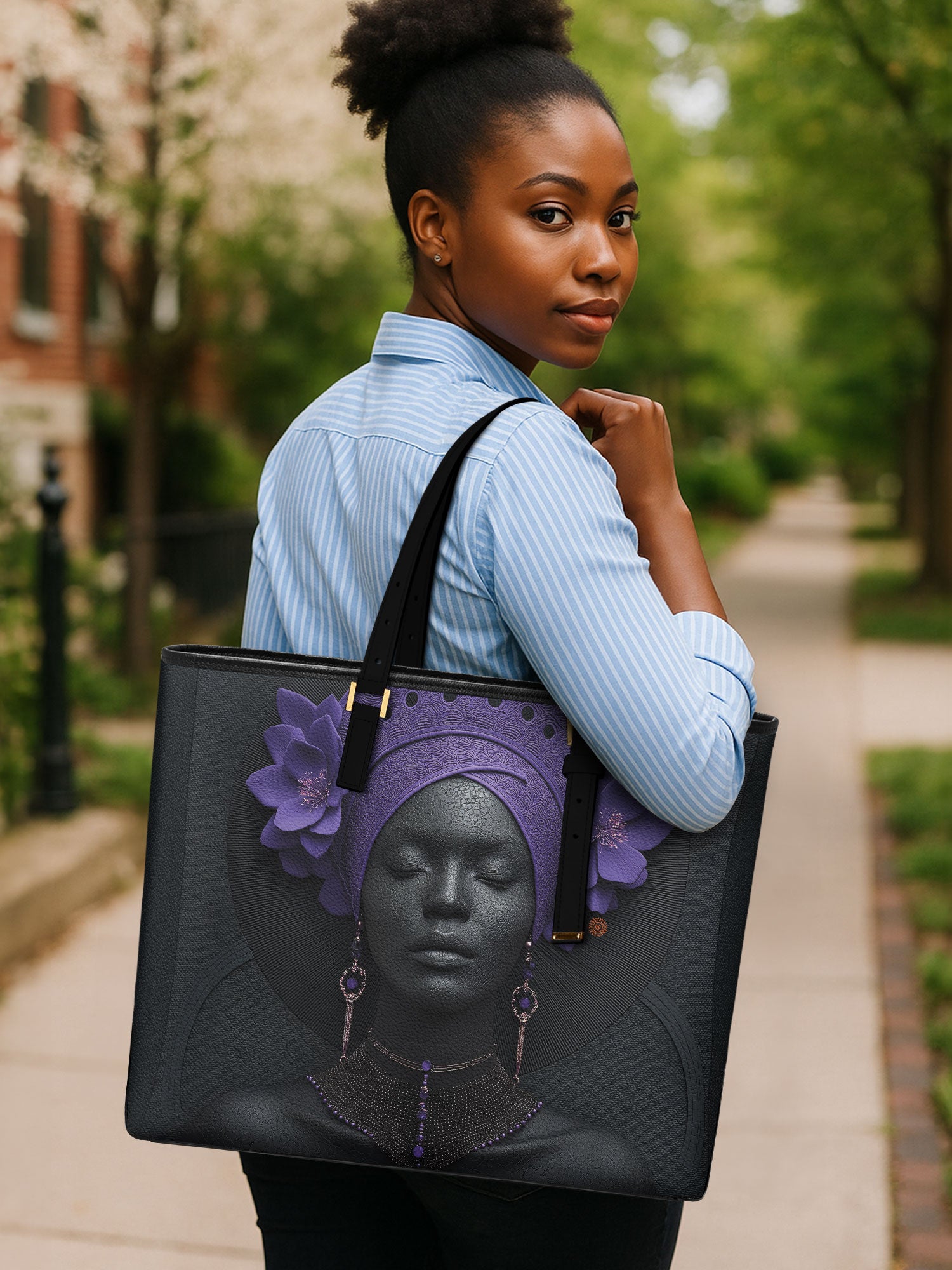 Amethyst Ember Sleek Leather Tote QR0TD700