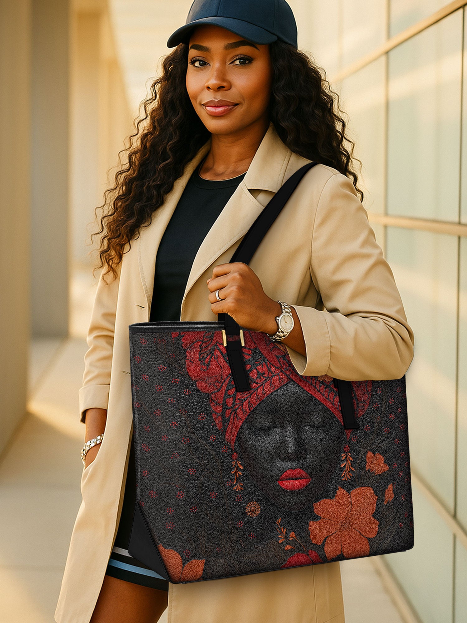 Ember Bloom Sleek Leather Tote QR0TD183