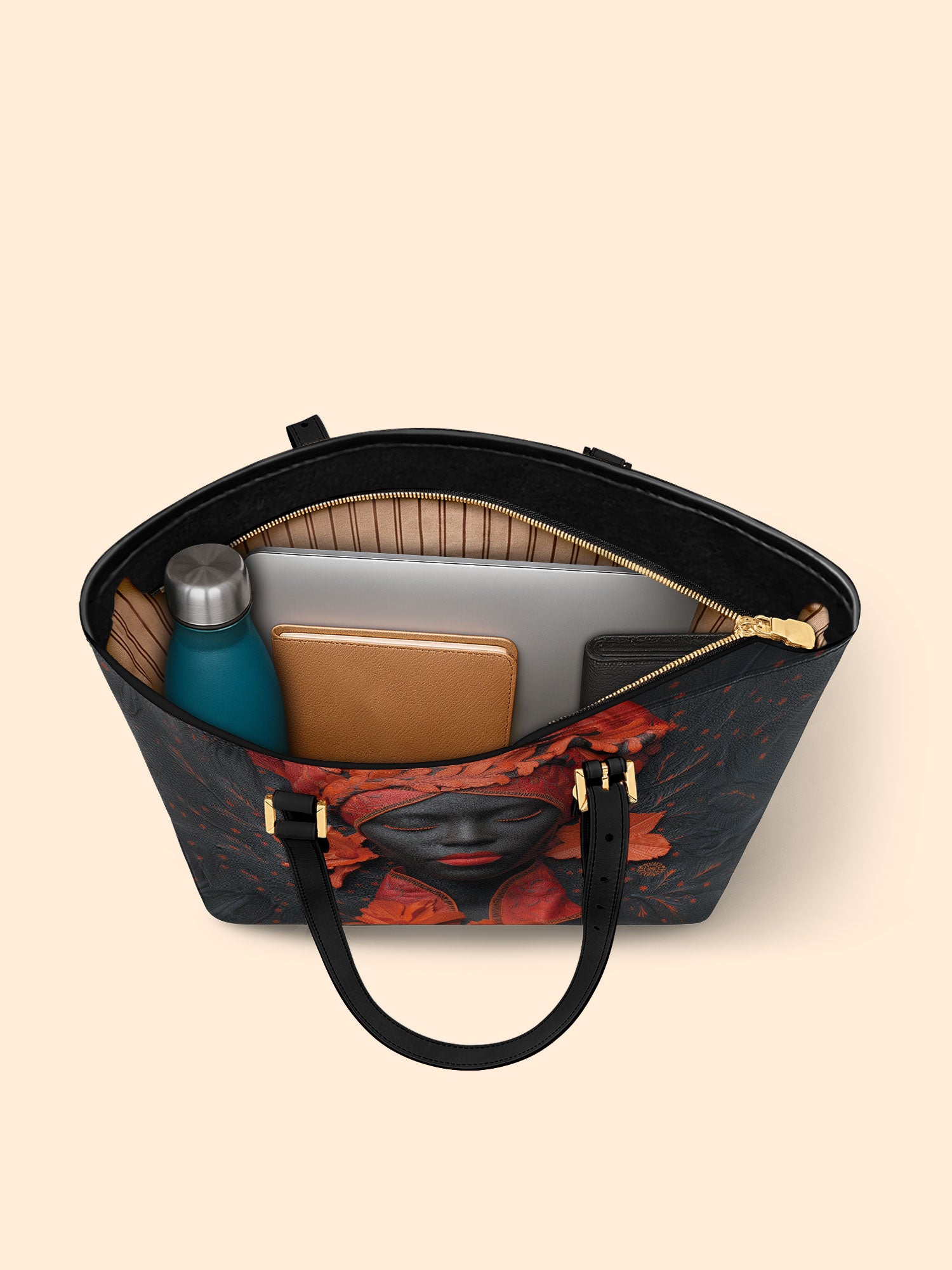 Scarlet Vein Sleek Leather Tote QR0TD186