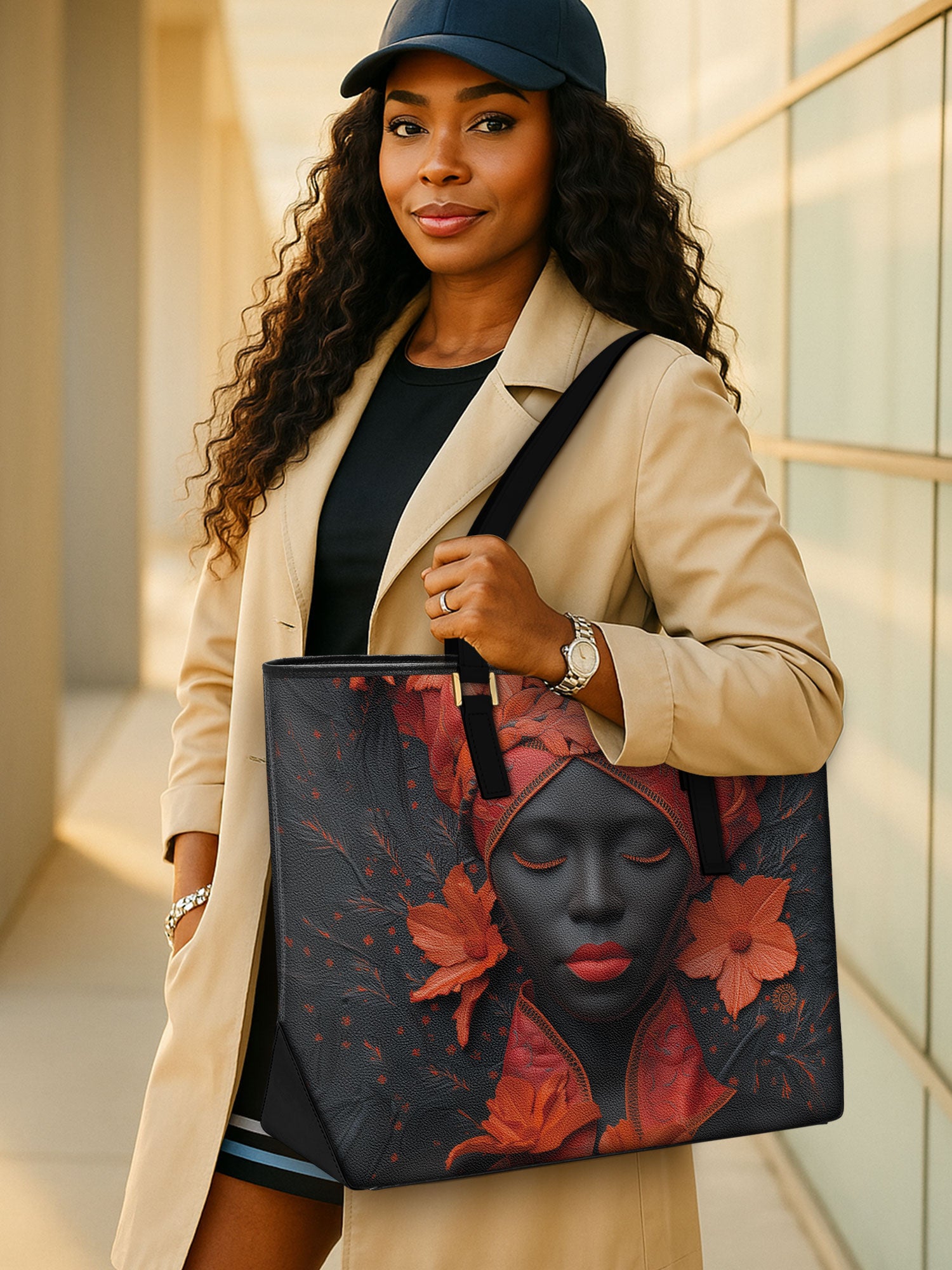 Scarlet Vein Sleek Leather Tote QR0TD186