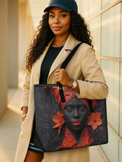 Scarlet Vein Sleek Leather Tote QR0TD186