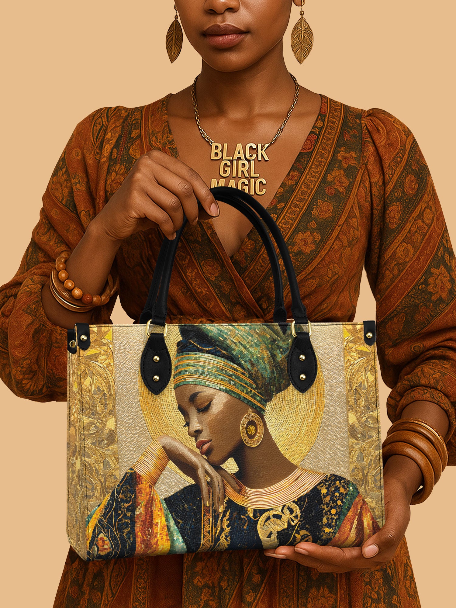 Afro Byzantine Premium Leather Handbag QR0TV151