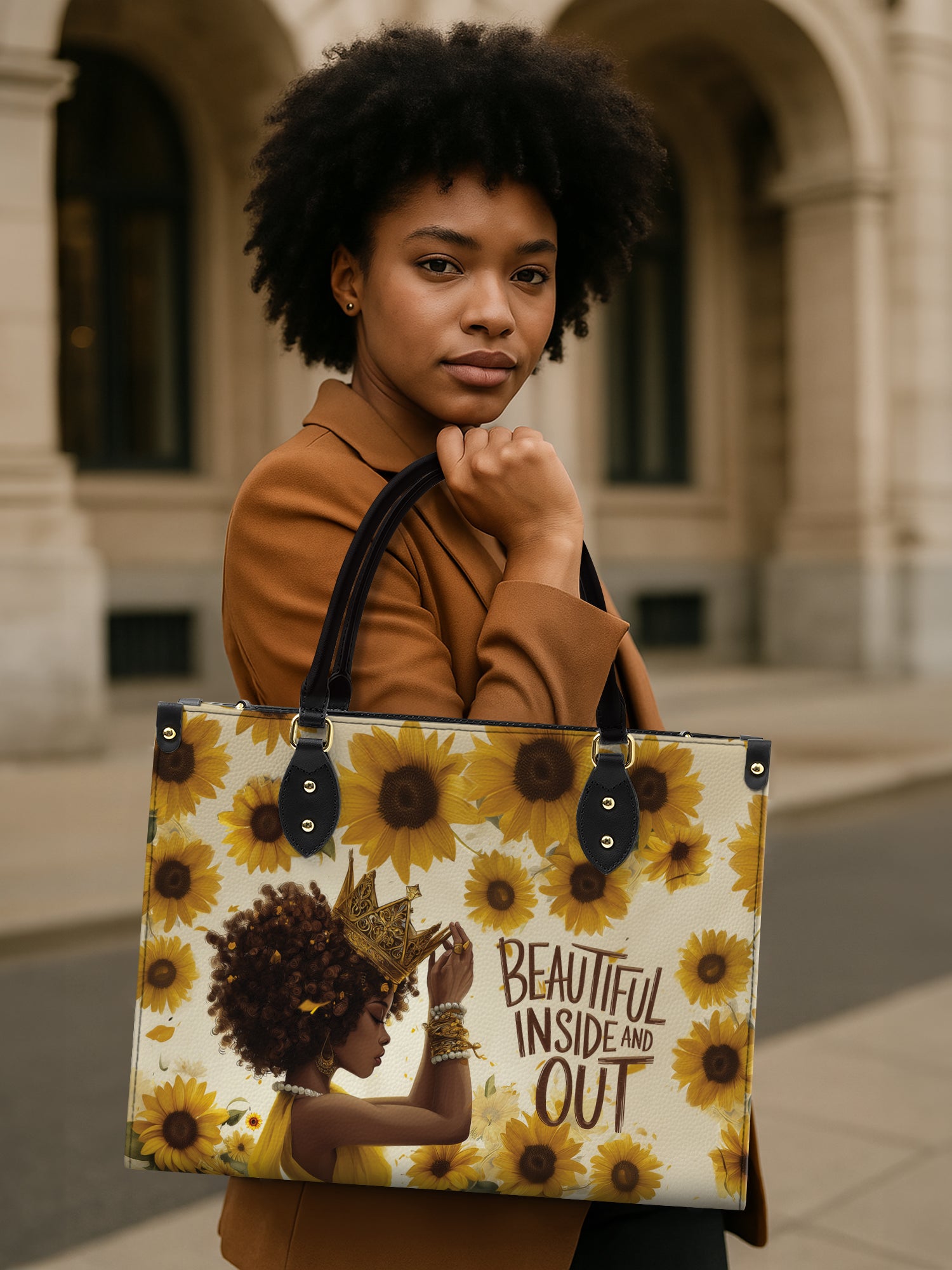 Sunflower Queen Premium Leather Handbag QR0HH109