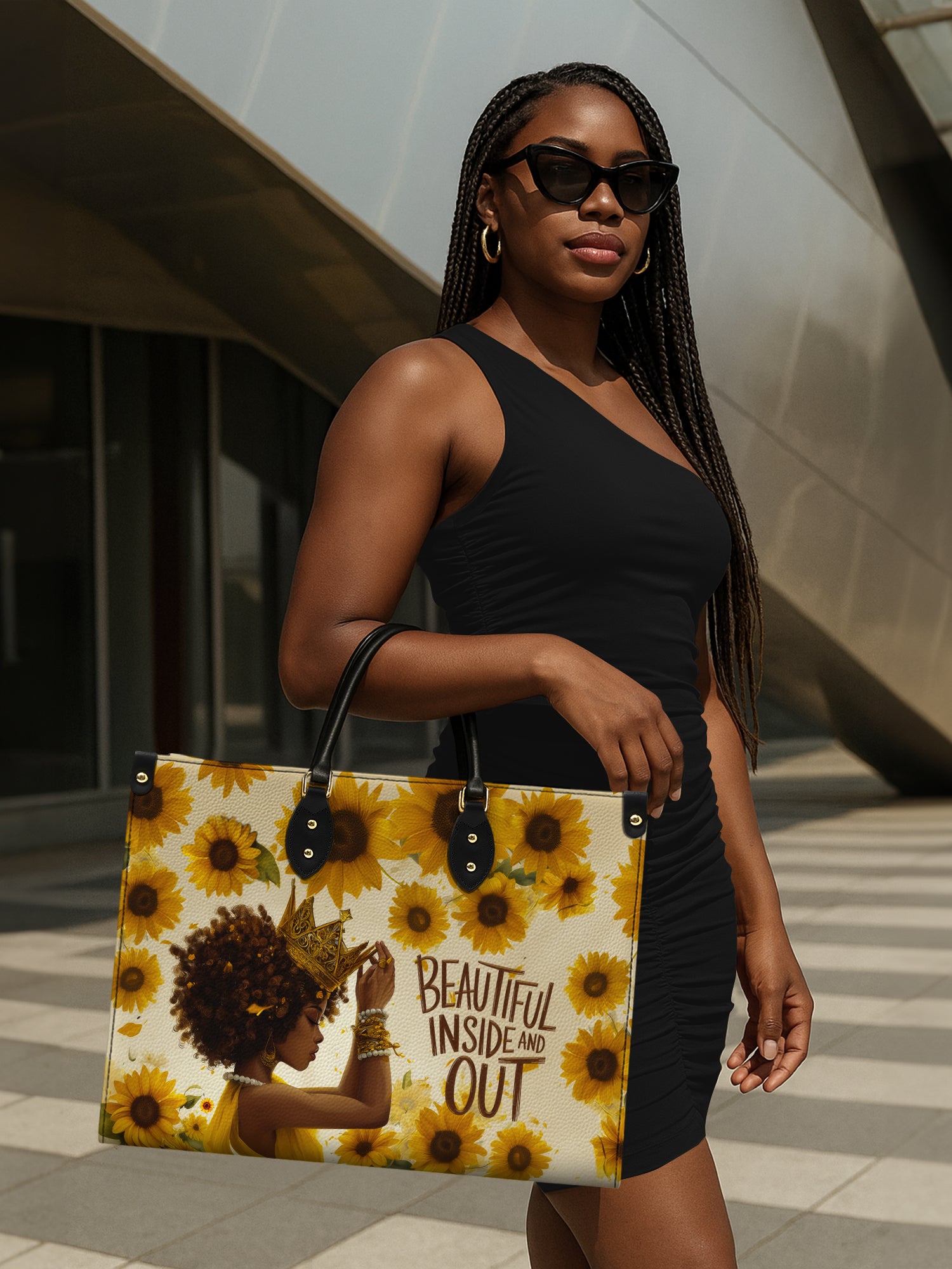 Sunflower Queen Premium Leather Handbag QR0HH109