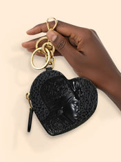 AfroGloss Leopard Heart Coin Pouch Bag Charm QR0XD463
