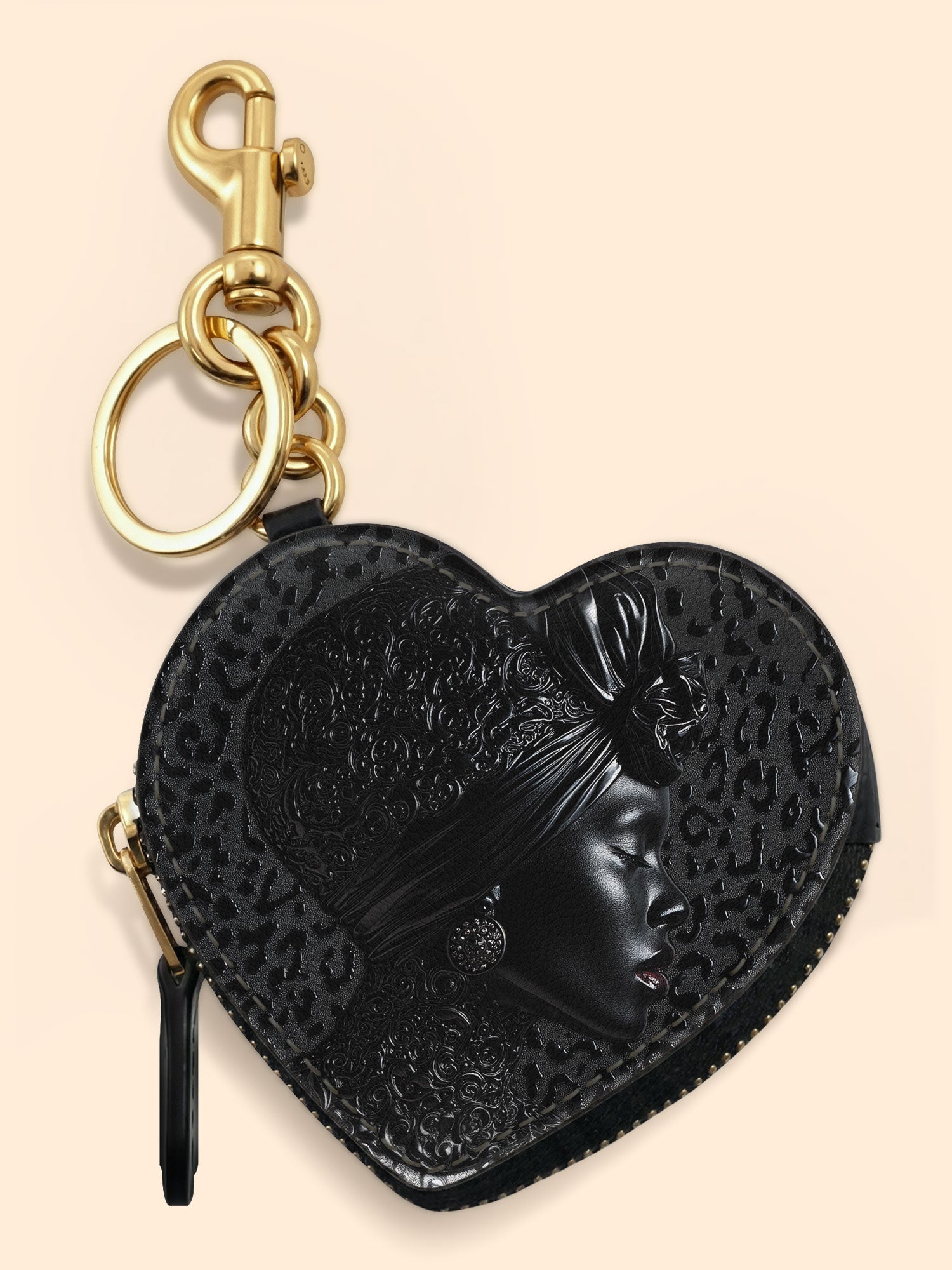 AfroGloss Leopard Heart Coin Pouch Bag Charm QR0XD463