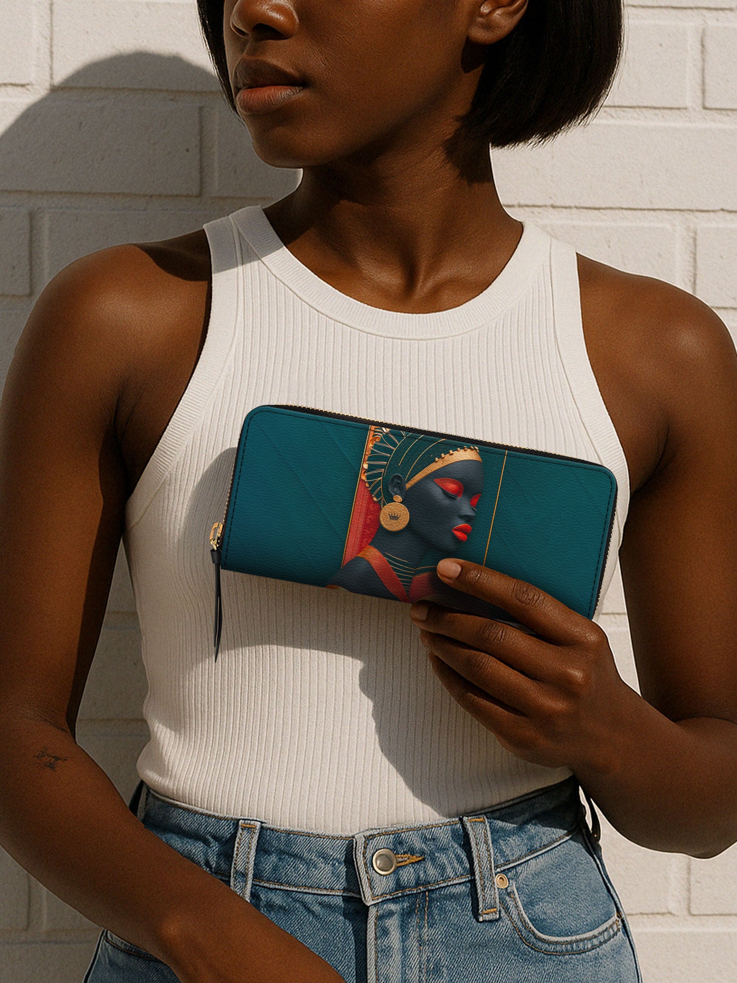 Afro Crown Slimline Zippy Wallet QR0TD259