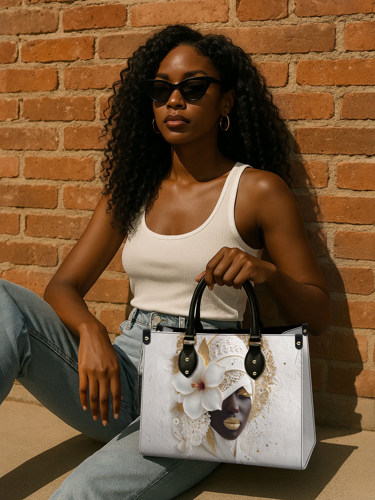 Ivory Bloom Premium Leather Handbag QR0TD322