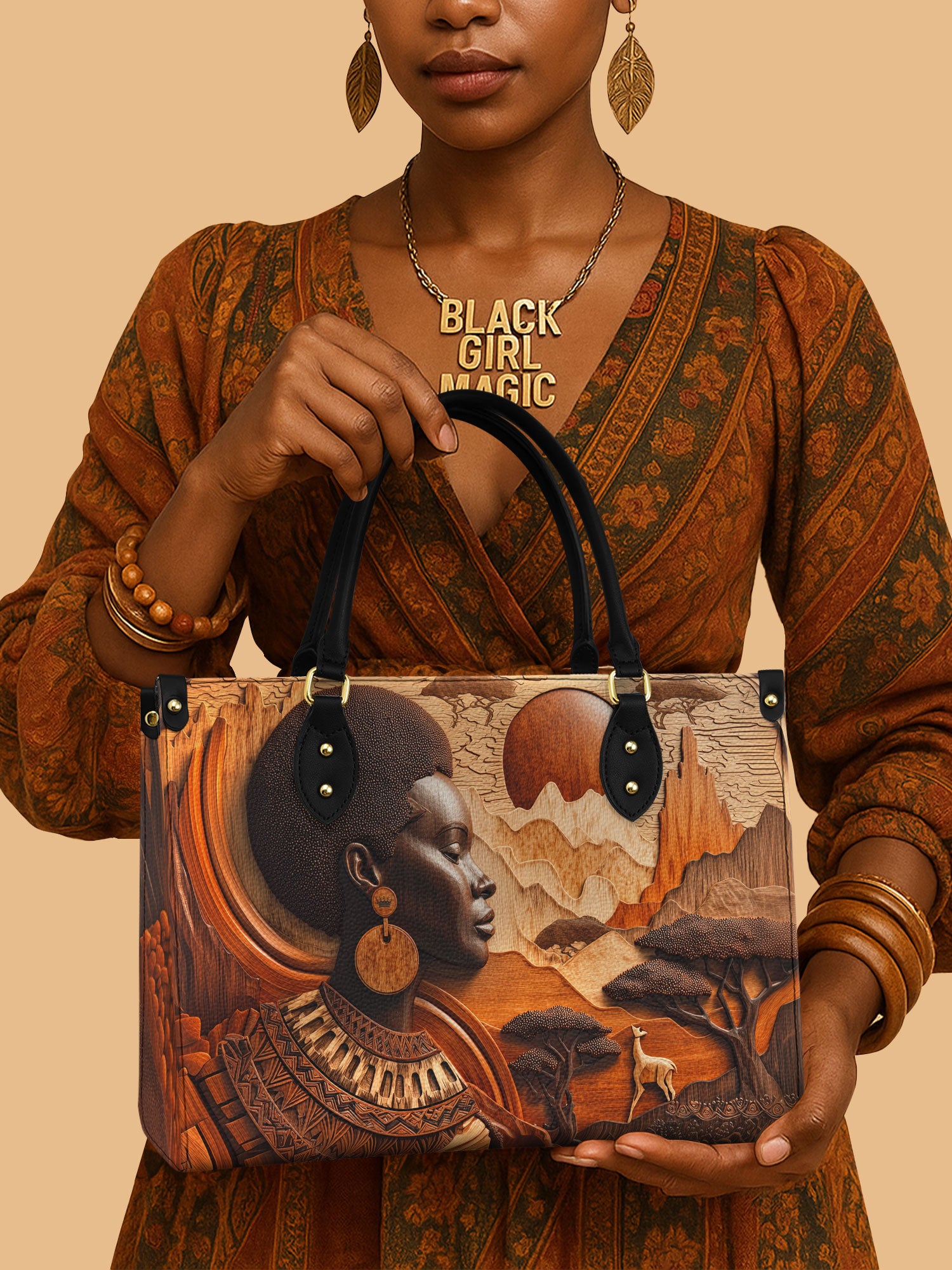 Ancestral Oak Premium Leather Handbag QR0TD337