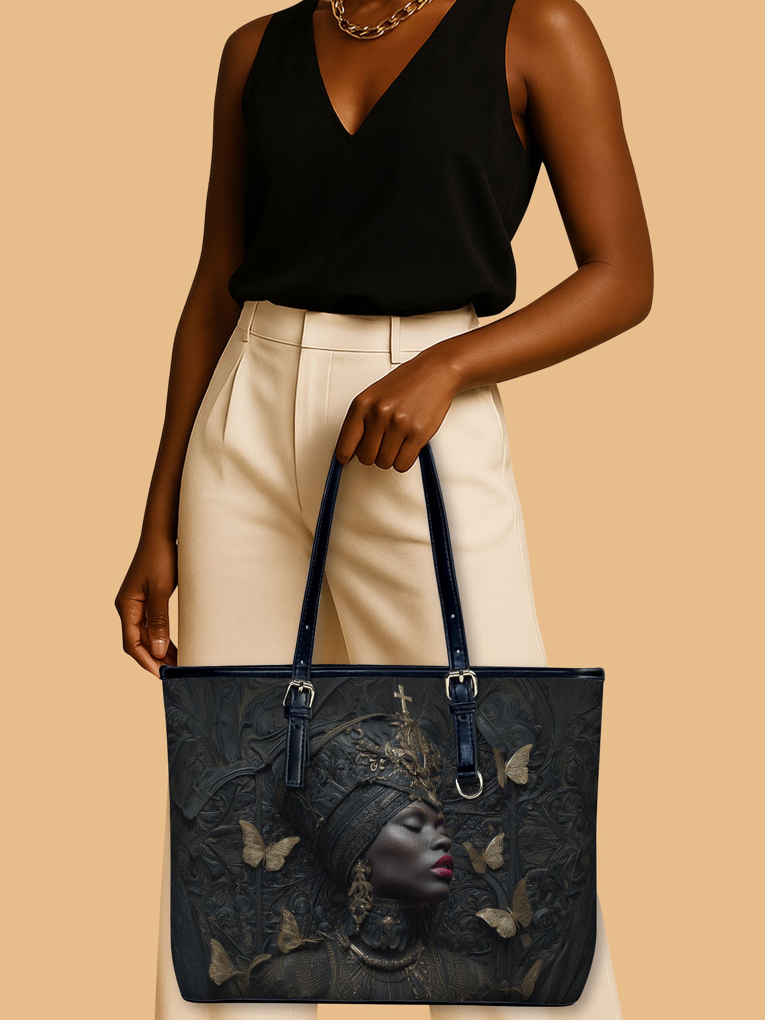 Celestial Ancestry Leather Bucket Bag QR0XD755