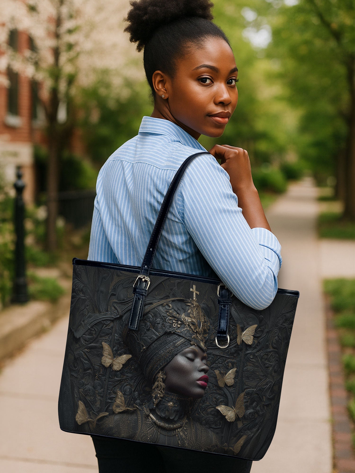 Celestial Ancestry Leather Bucket Bag QR0XD755