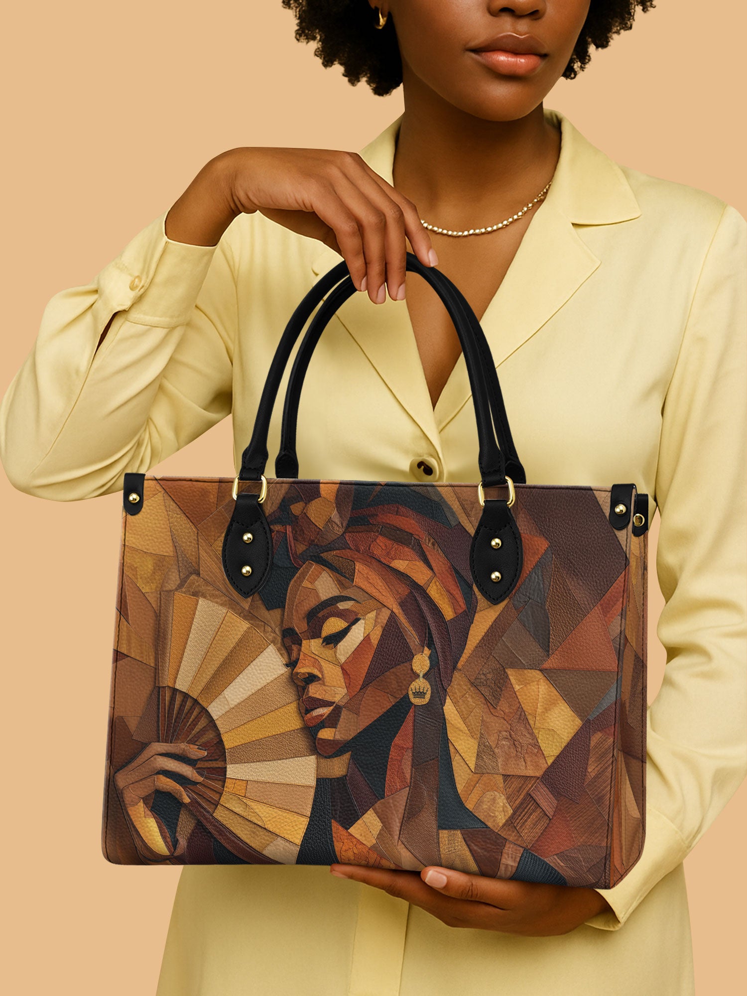 Golden Serenade Premium Leather Handbag QR0TD358