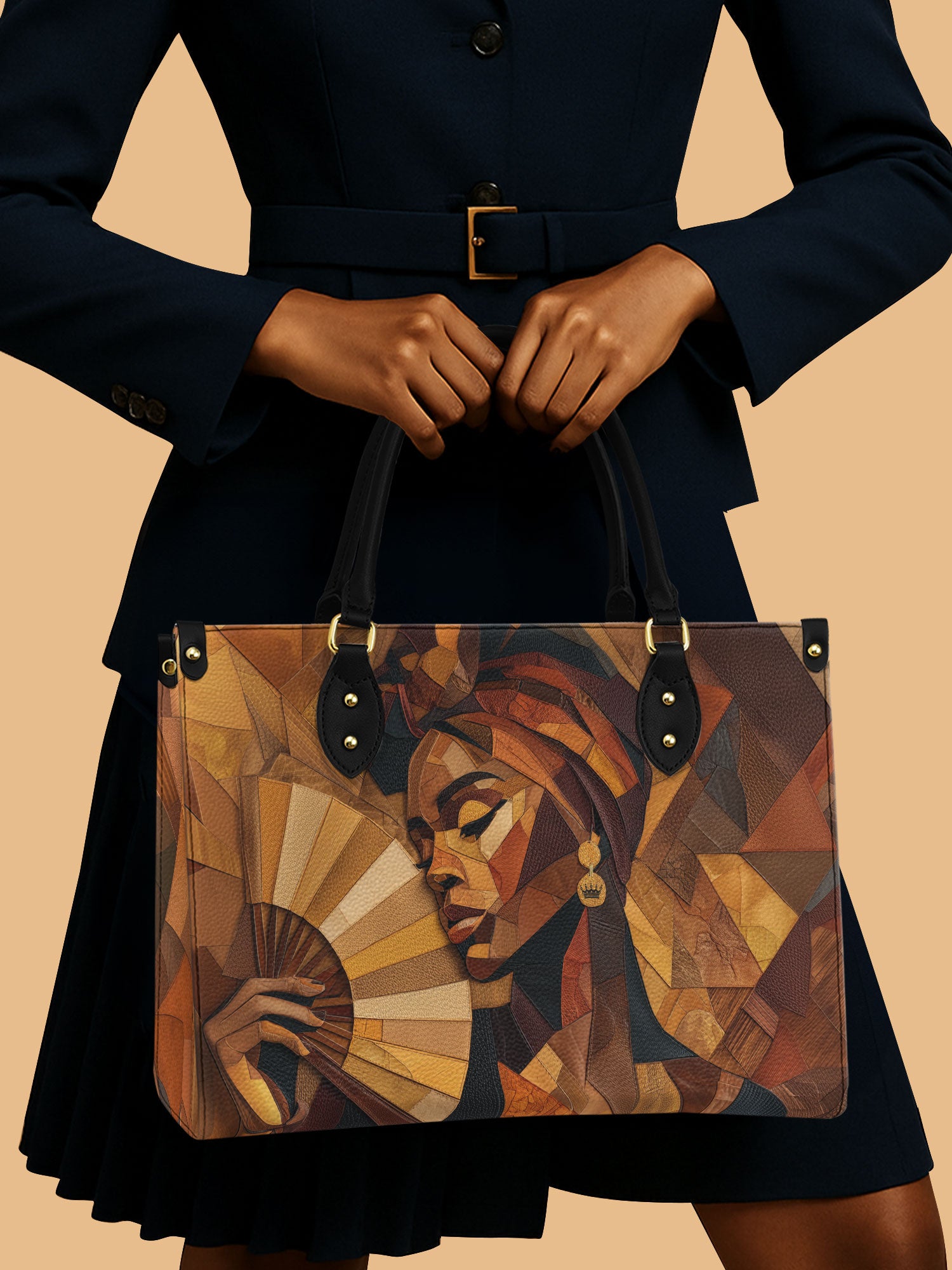 Golden Serenade Premium Leather Handbag QR0TD358