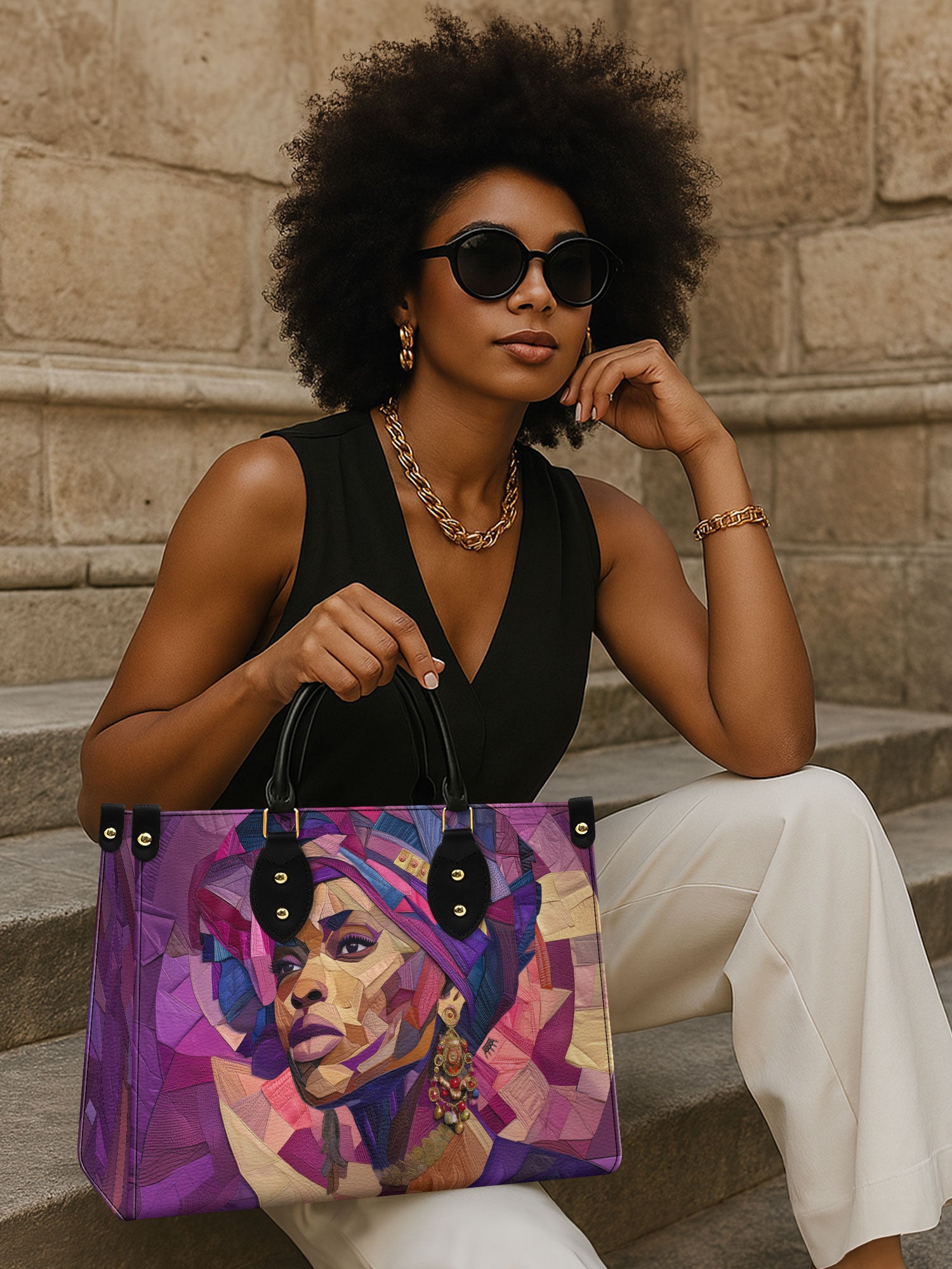 Violet Crown Premium Leather Handbag QR0TD361