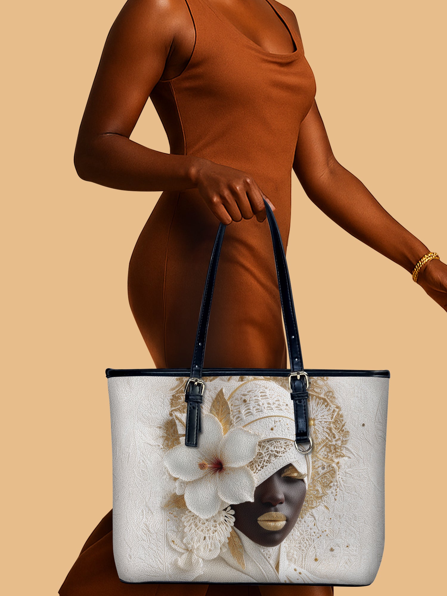 Ivory Bloom Leather Bucket Bag QR0TD479