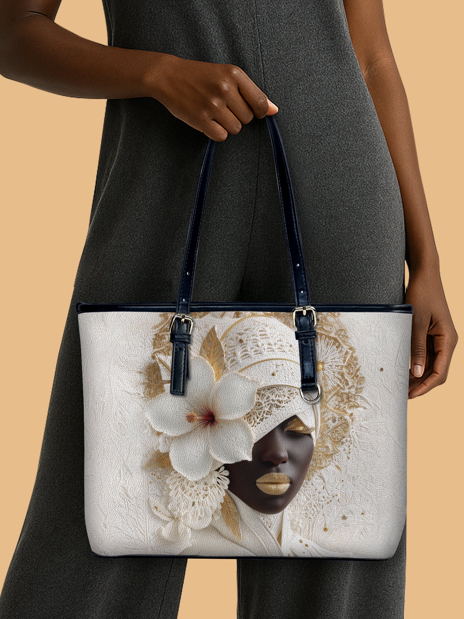 Ivory Bloom Leather Bucket Bag QR0TD479