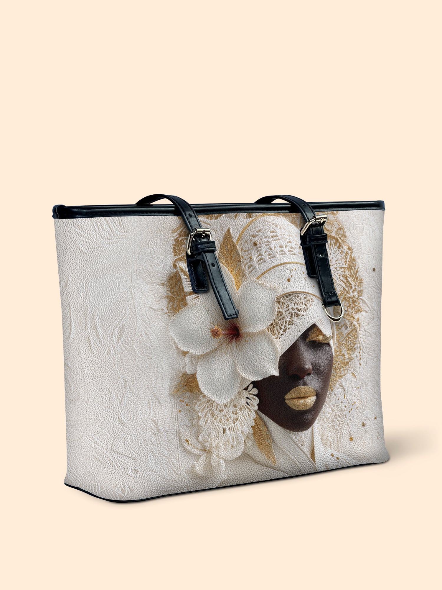 Ivory Bloom Leather Bucket Bag QR0TD479