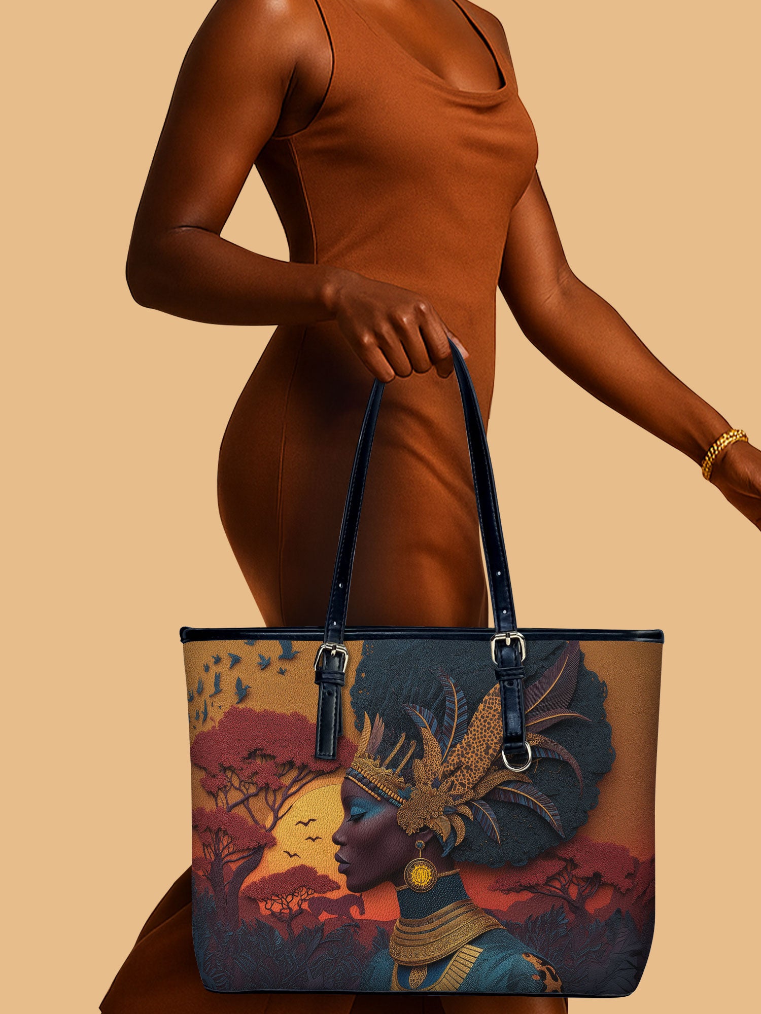 African Aspirations Leather Bucket Bag QR0HH145