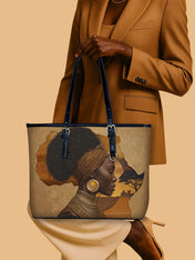 African Tribe Woman Leather Bucket Bag QR0HH144