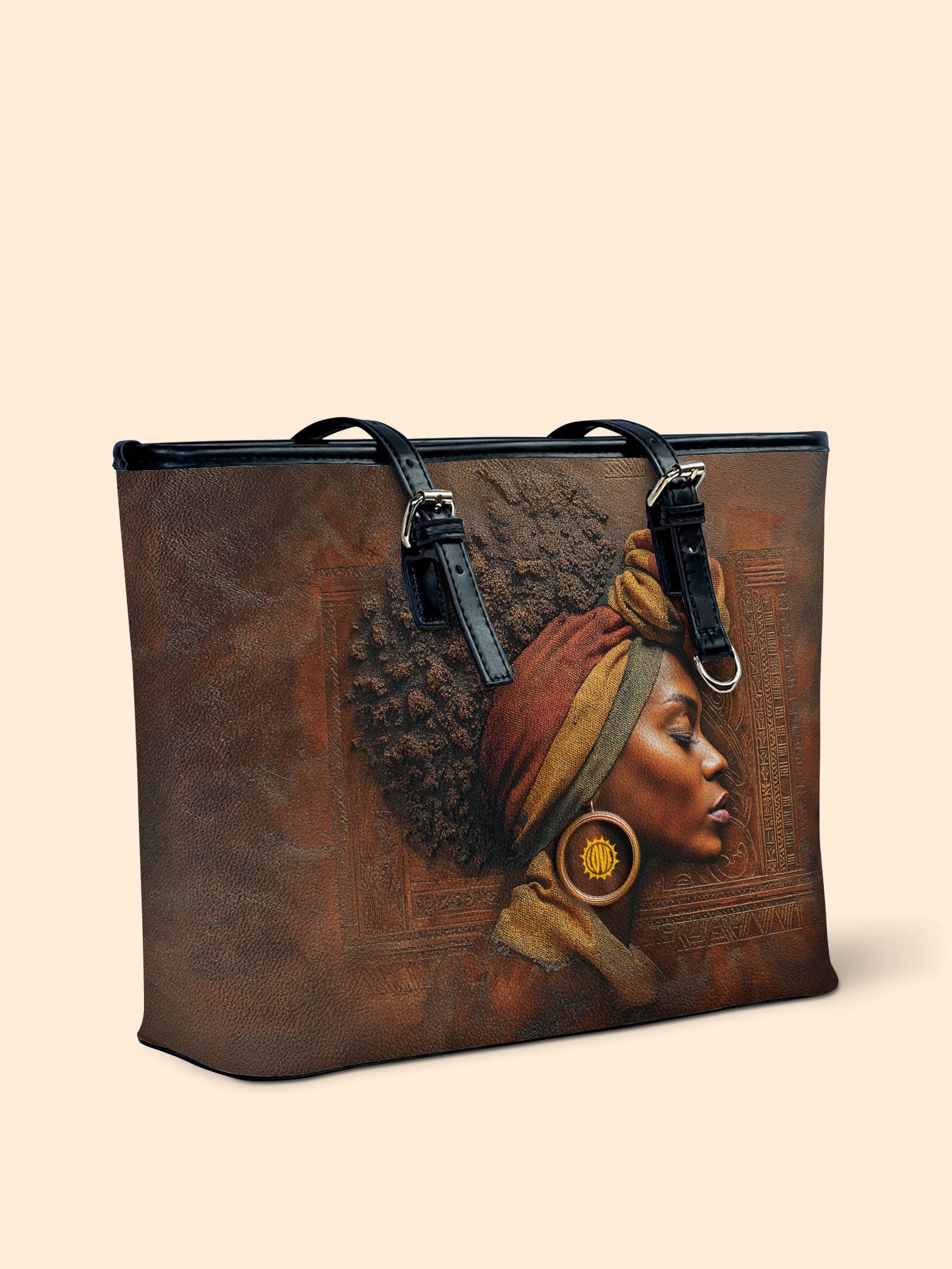 Afro-Elegance Leather Bucket Bag QR0HH147