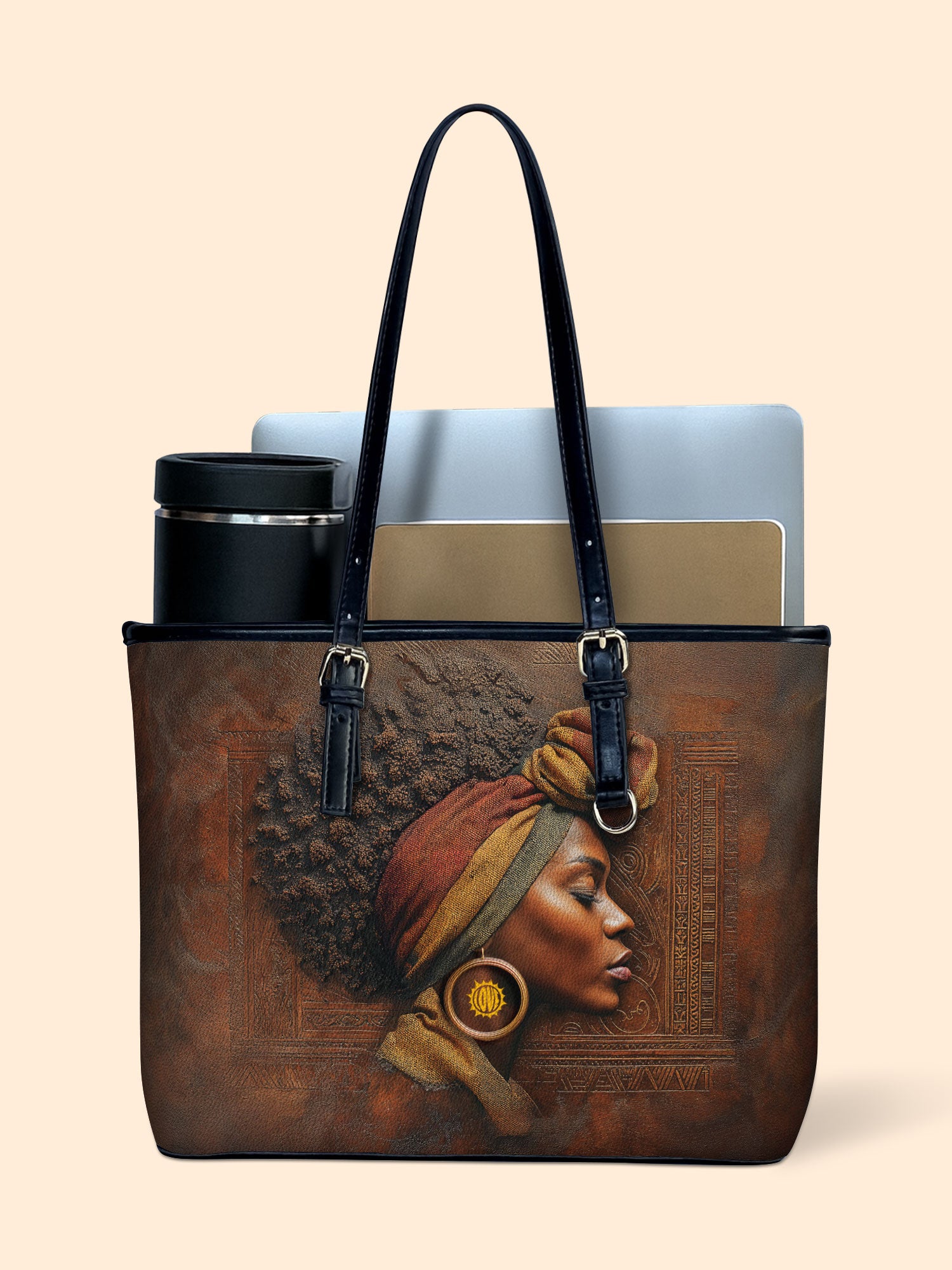 Afro-Elegance Leather Bucket Bag QR0HH147