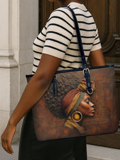 Afro-Elegance Leather Bucket Bag QR0HH147