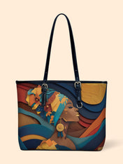 Woman in Headwrap Leather Bucket Bag QR0HH146