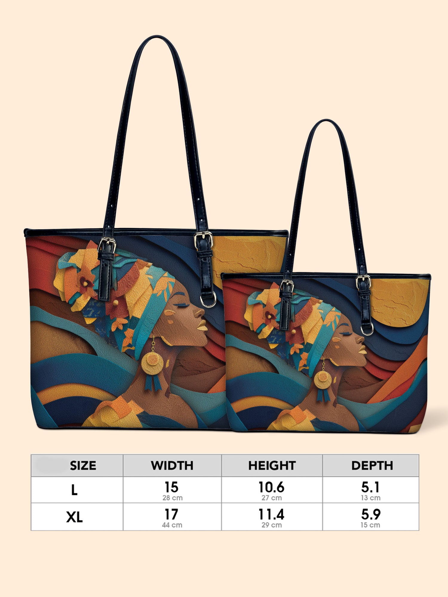 Woman in Headwrap Leather Bucket Bag QR0HH146