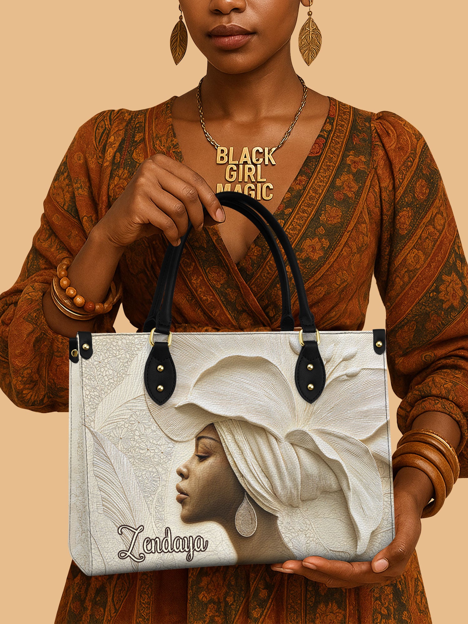 Ivory Blossom Premium Leather Handbag