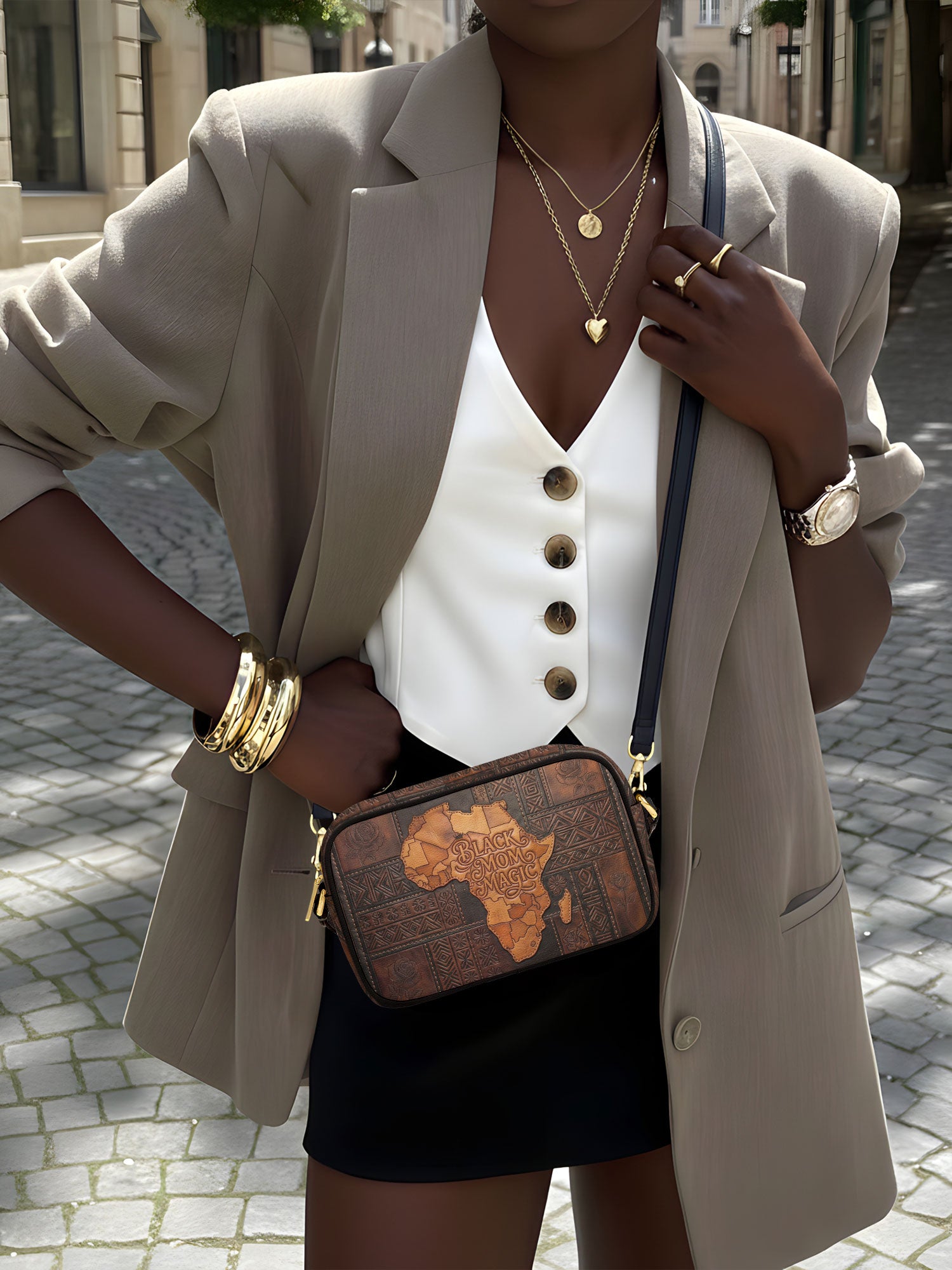 Black Mom Magic Boxy Crossbody Bag QR0XD1047