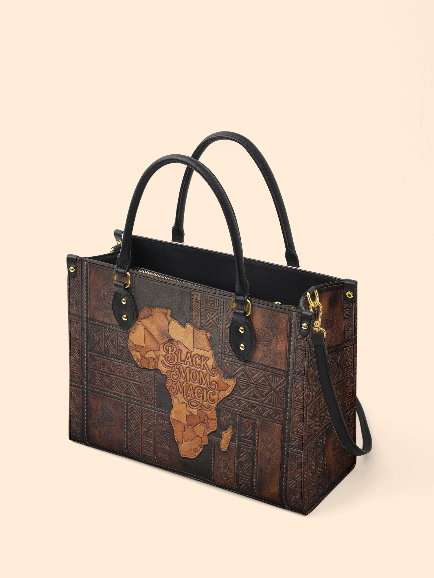 Black Mom Magic Premium Leather Handbag QR0XD1047