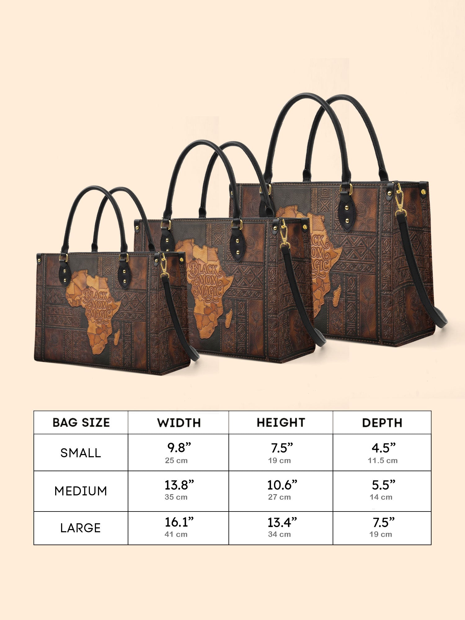 Black Mom Magic Premium Leather Handbag QR0XD1047