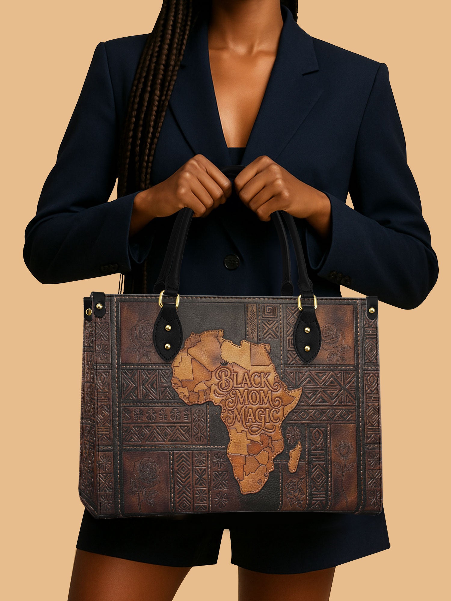 Black Mom Magic Premium Leather Handbag QR0XD1047