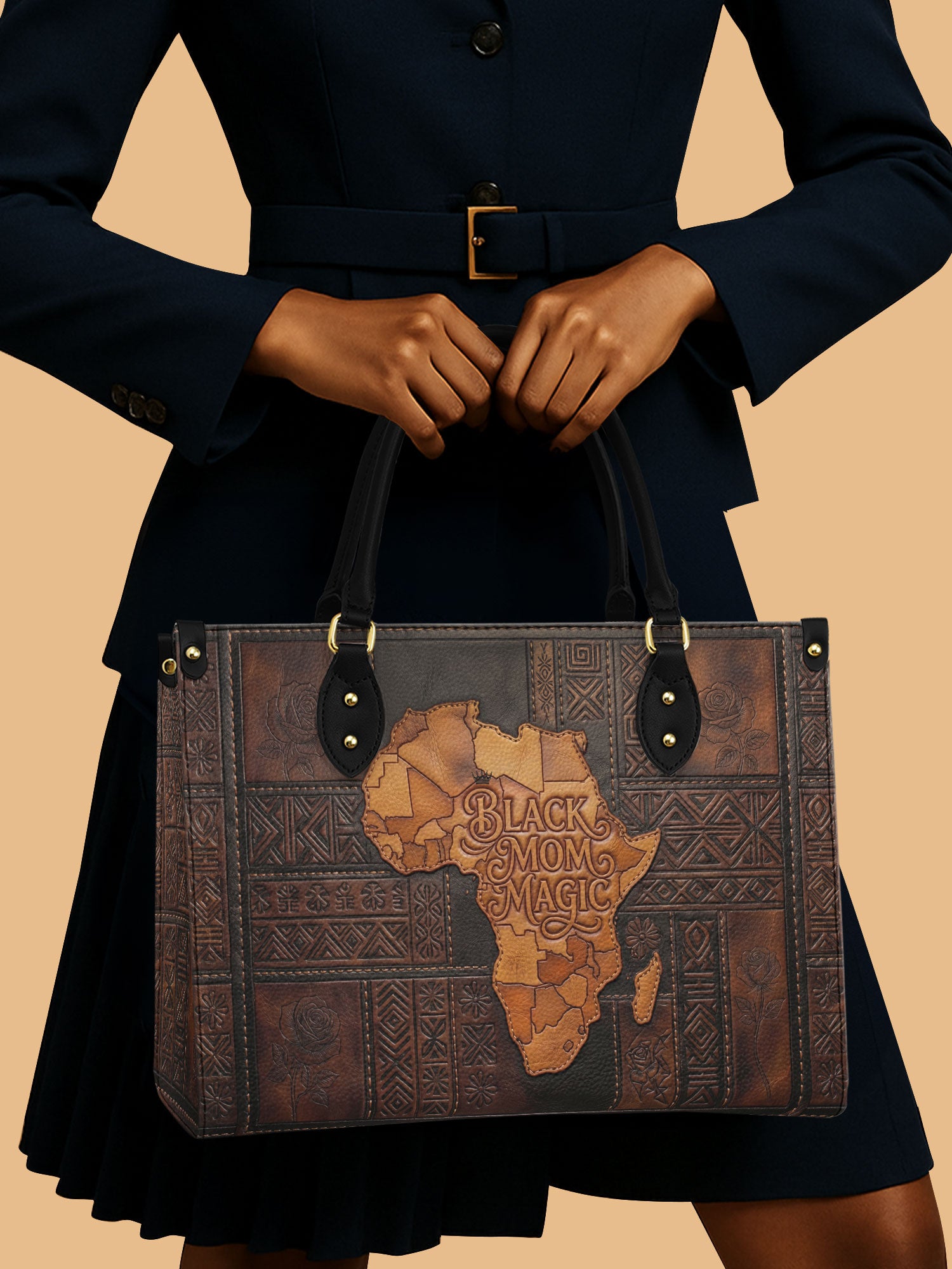 Black Mom Magic Premium Leather Handbag QR0XD1047