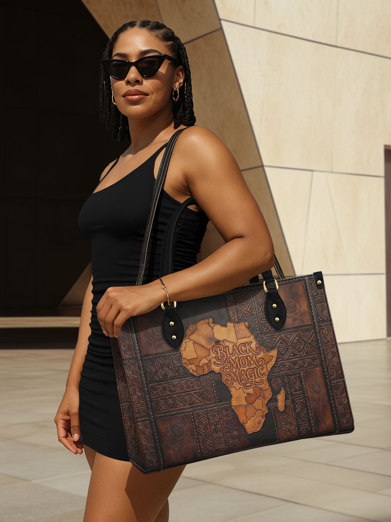 Black Mom Magic Premium Leather Handbag QR0XD1047