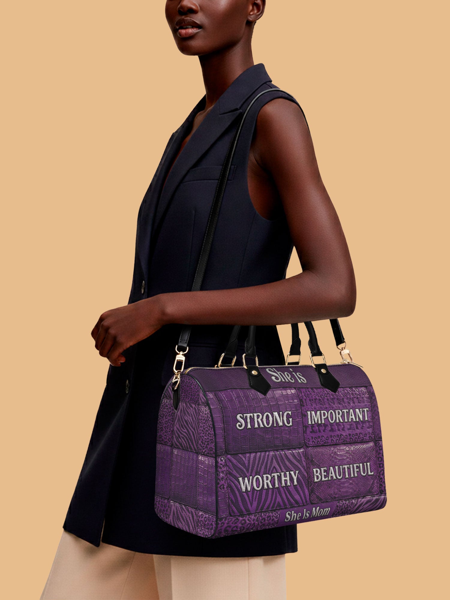Rooted Mama Leather Boston Bag QR0TD663