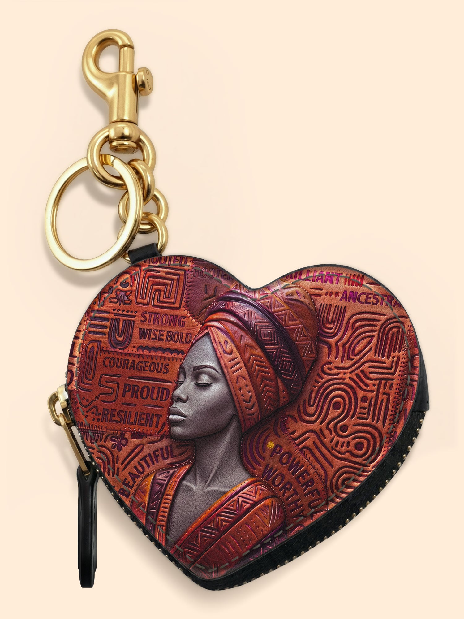 Ancestral Reign Heart Coin Pouch Bag Charm QR0XD857