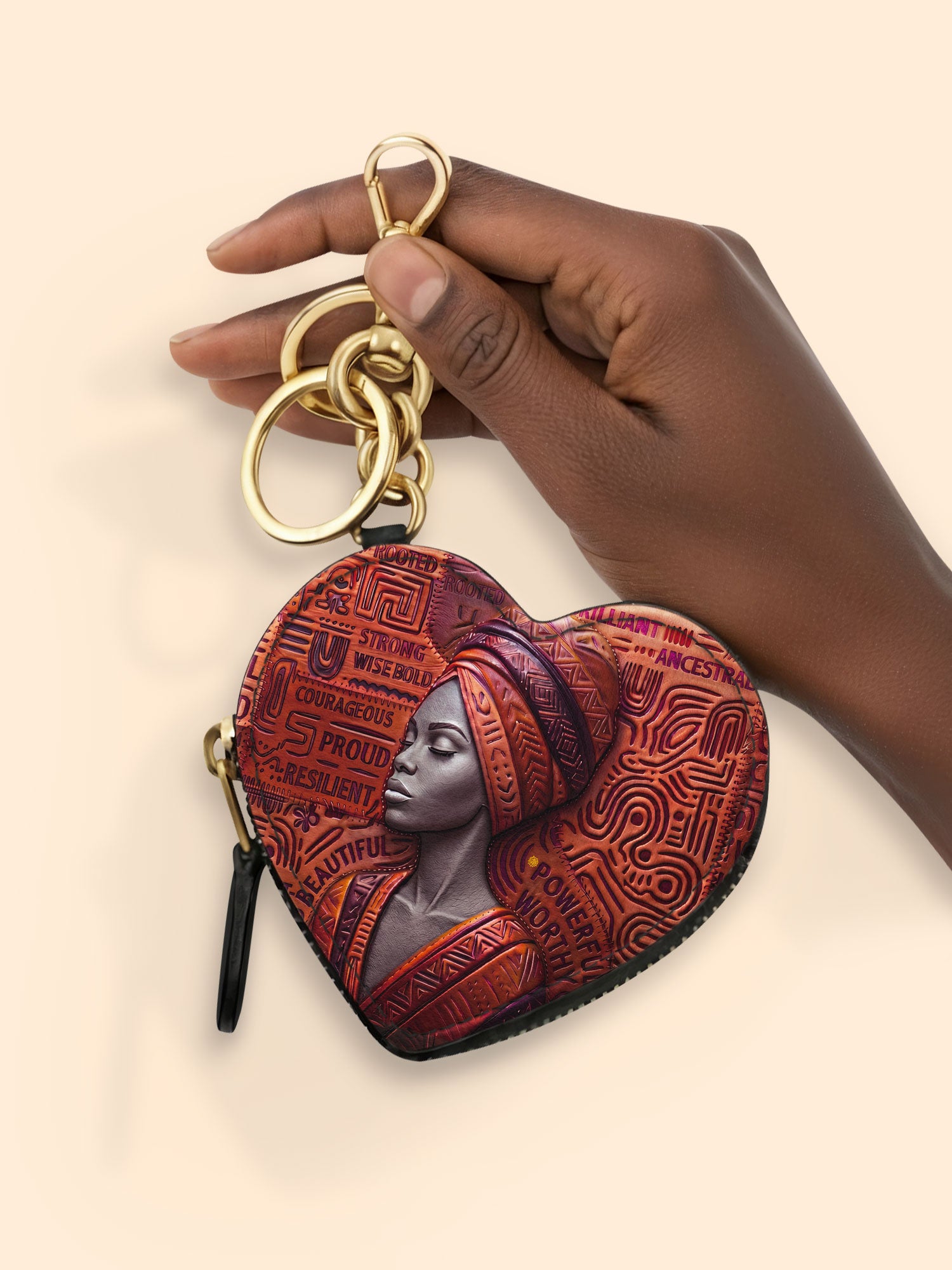Ancestral Reign Heart Coin Pouch Bag Charm QR0XD857
